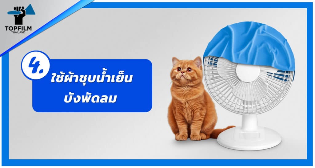 4. ใช้ผ้าชุบน้ำบังพัดลม