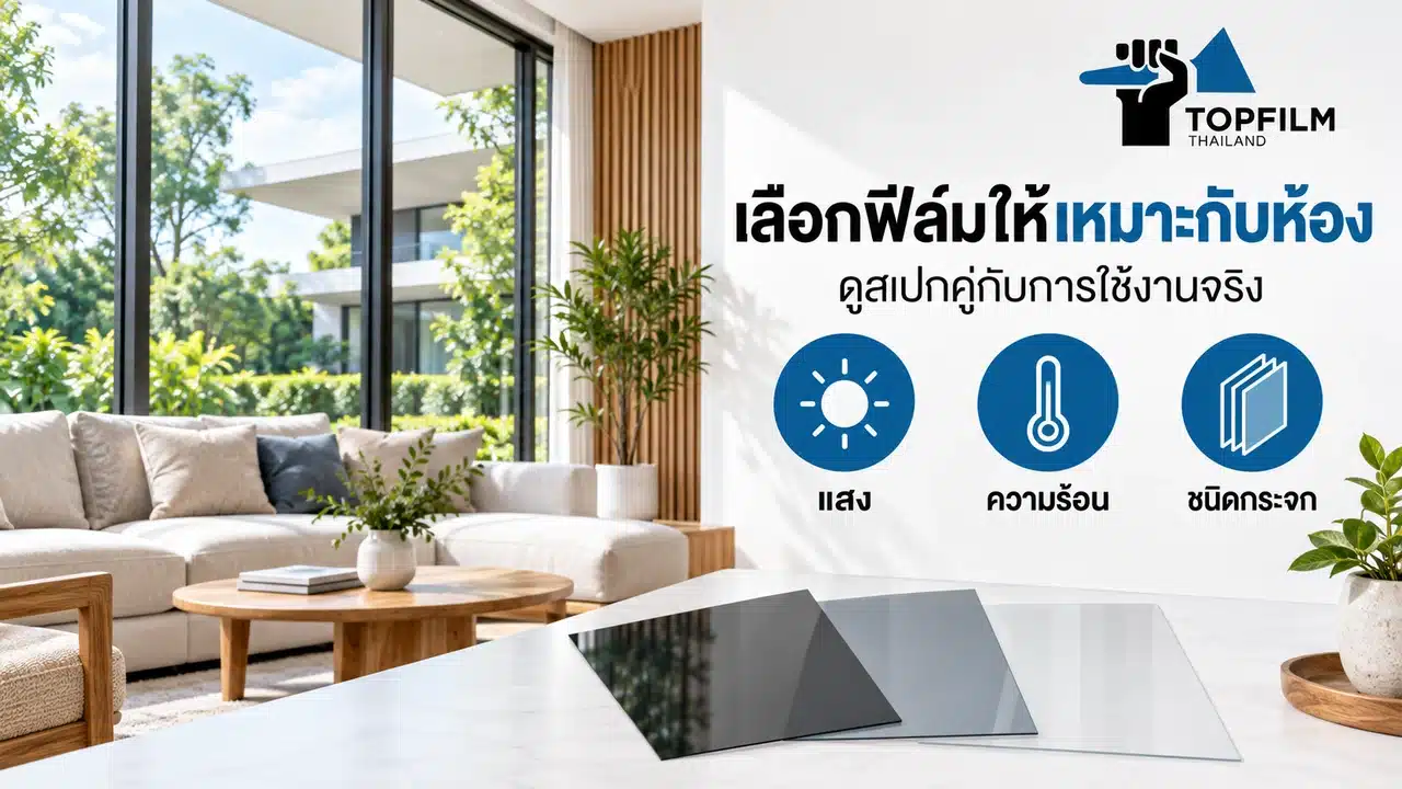 แนวทางเลือกฟิล์มให้เหมาะกับห้อง โดยพิจารณาแสง ความร้อน และชนิดกระจกร่วมกัน